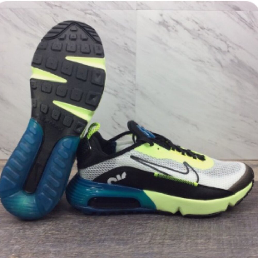 Nike Air Max 2090 Casual Shoes White Black Volt Blue CJ4066 101 7Y Women's 8.5